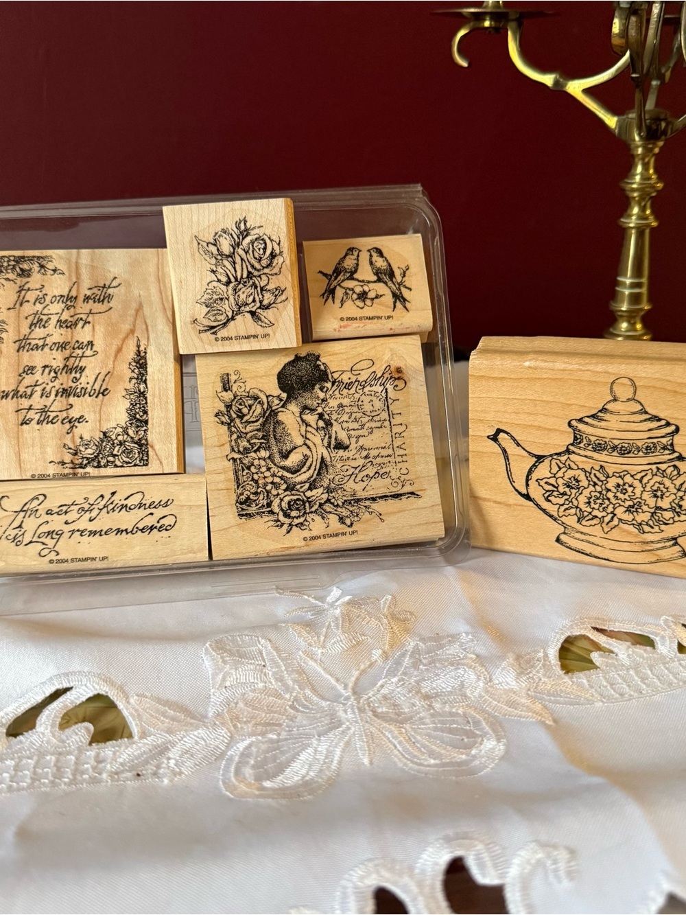 Victorian theme Rubber Stamp Set Stampin up Bonus Teapot stamp